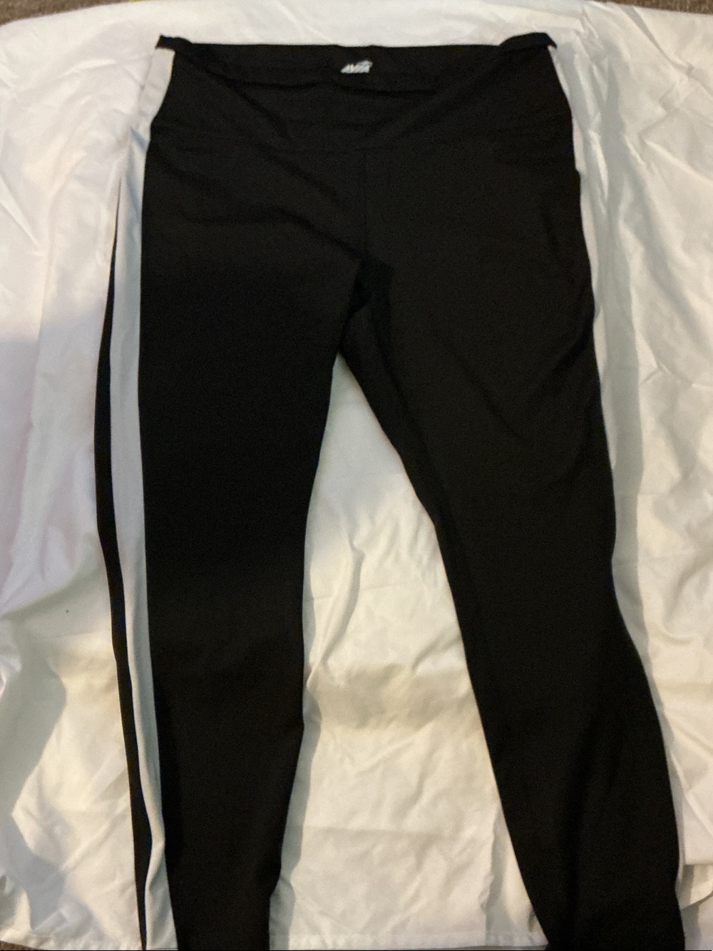 Avia Black Leggings with White Side Stripe
